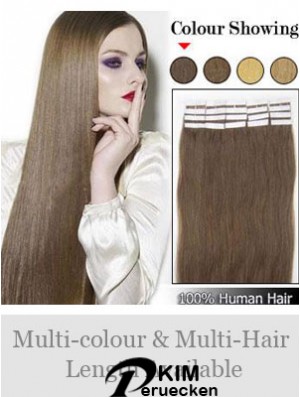Brown Straight Convenient Remy Echthaarband in Haarverlängerungen