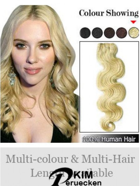 Welliges Remy Echthaar Blond Modische Schussverlängerungen