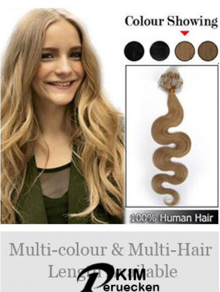 Stilvolle blonde gewellte Micro Loop Ring Haarverlängerungen