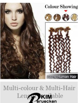 Auburn Curly Durable Nail / U Tip Haarverlängerungen