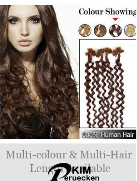 Auburn Curly Durable Nail / U Tip Haarverlängerungen