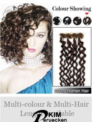 Brown Curly Soft Nail / U-Spitze Haarverlängerungen