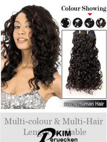Curly Remy Menschenhaar Schwarz Moderne Schussverlängerungen
