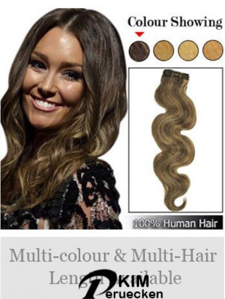 Schussverlängerungen mit Remy Wavy Style Brown Farbe