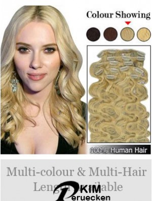 Designed Blonde Wavy Remy Echthaar-Clip in Haarverlängerungen