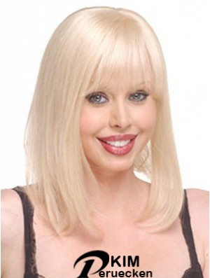 Günstige gerade blonde blonde Echthaar Haarteile