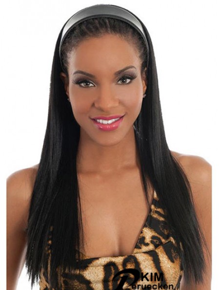 No-Fuss Black Synthetic Glattes Haar fällt