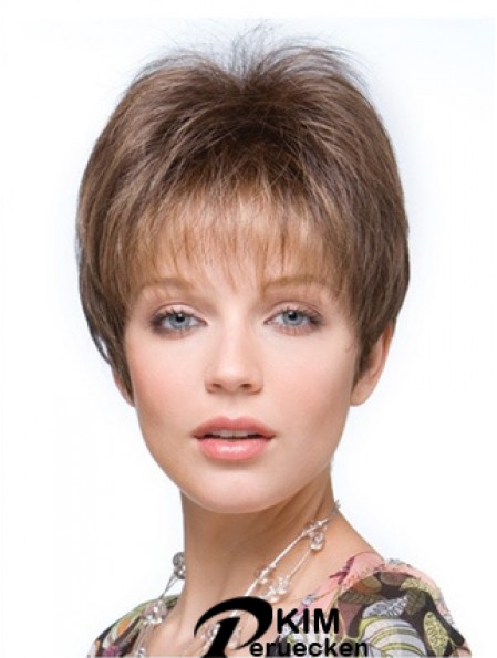 Falls Haarteile Straight Style Brown Farbe abgeschnitten Länge