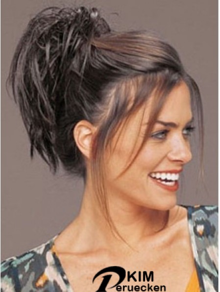 Clip On Haarteile Kurzes Haar mit synthetischer brauner Farbe Straight Style