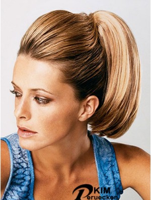 Pferdeschwanzverlängerungen Straight Style mit synthetischer brauner Farbe